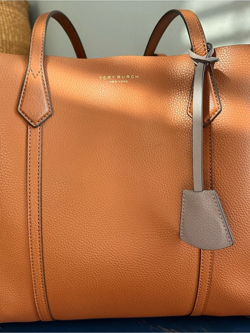 Tory Burch Triple Compartment Perry Tote in Tan/Camel